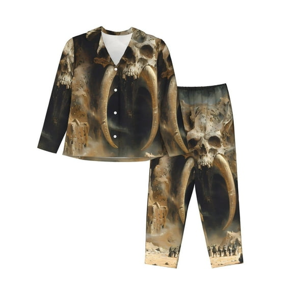 Sikiie Ancient Skull Cave Landscape Pajamas for Women Set, Womens Pajama Sets, Lounge Sets for Women, 2pjs for Women-XX-Large