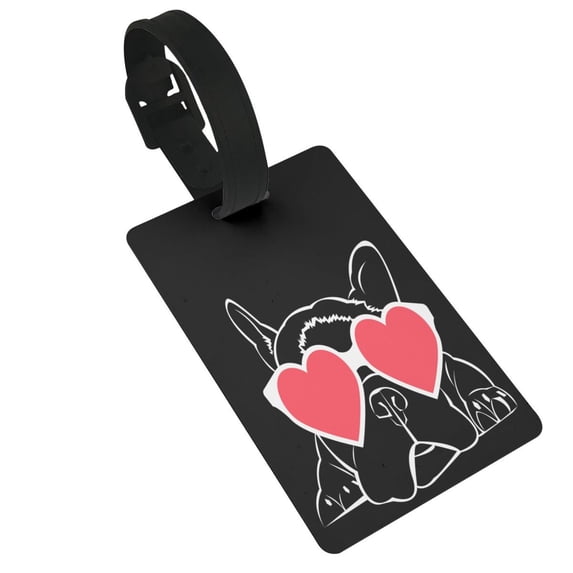 Sikiie Animal Bulldog French Luggage Tags Privacy Cover ID Label Suitcase Tags Identifiers For School Bags,Suitcases