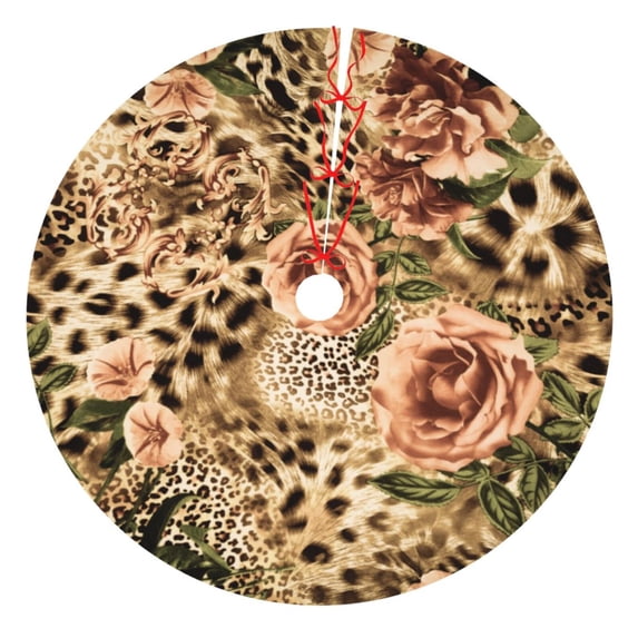 Sikiie Animal Leopard 30-48 inches {designName} Print Christmas Tree Skirt Snowman Xmas Tree Skirt with Edge Christmas Decorations for Holiday Party-30"