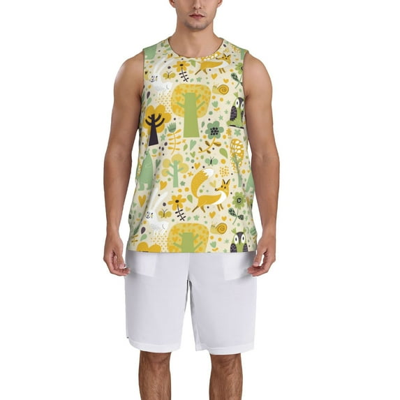 Sikiie Animal Tree Basketball Jersey Reversible Men's Mesh Athletic Sports Shirts Training Practice S-4XL3X-Large