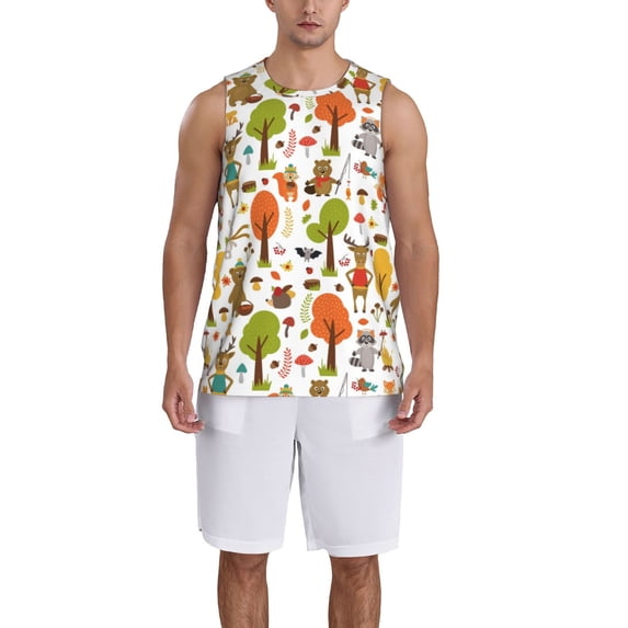 Sikiie Animals Forest Basketball Jersey Reversible Men's Mesh Athletic Sports Shirts Training Practice S-4XLX-Large