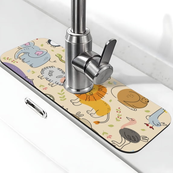 Sikiie Animals Splash Guard for Sink Faucet-1 PC Super Absorbent Fast Drying Mat Sink Gadgets-Splash Guard for Kitchen, Sink Mat
