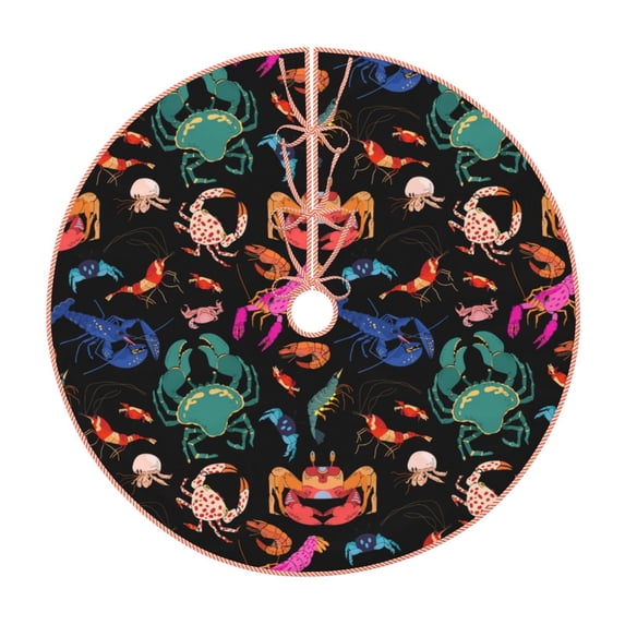 Sikiie Animals Under Water Nativity Christmas Tree Skirt, Jesus Christian Winter Holiday Tree Mat Decoration(30-48IN)48"