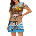 thumbnail image 1 of Sikiie Animals on Noah's Ark Floating Print Women's Short-sleeved Nightdress, Round Neck Pullover Nightdress Pajamas Summer Home Wear, 1 of 6