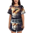 thumbnail image 1 of Sikiie Astronaut Cat Womens Pajama Sets Short Sleeve Top With Pants Sleepwear 2 Piece Lounge SetLarge, 1 of 6