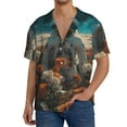 thumbnail image 1 of Sikiie Astronaut Flower Field Men's Cuban Shirt, Hawaiian Shirts, Business Casual Button Down Shirts, Short Sleeve Shirt-Large, 1 of 5