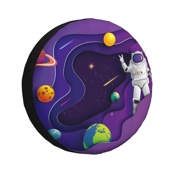 Sikiie Astronaut PVC Leather Spare Tire Wheel Cover Spare Tire Cover, for Car Truck SUV Camper Trailer Universal Fit(14-17in)-16 inch