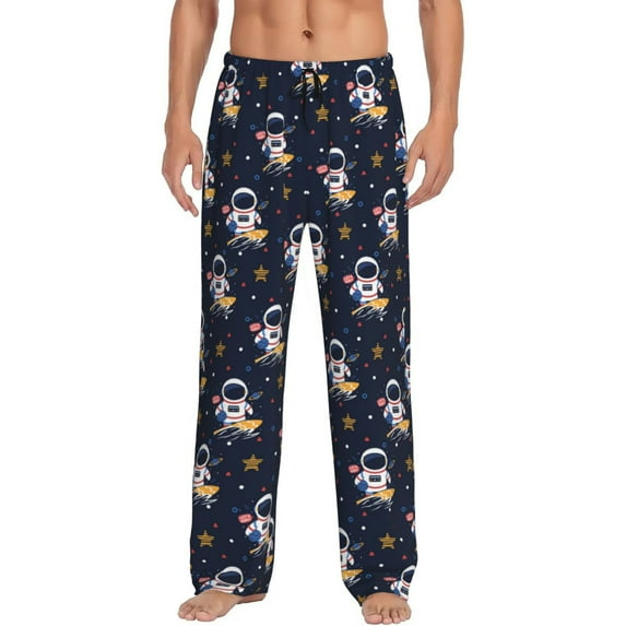 Sikiie Astronaut Surfing Pajama Pants Men, PJ Bottoms, Sleep & Lounge Pants-Medium