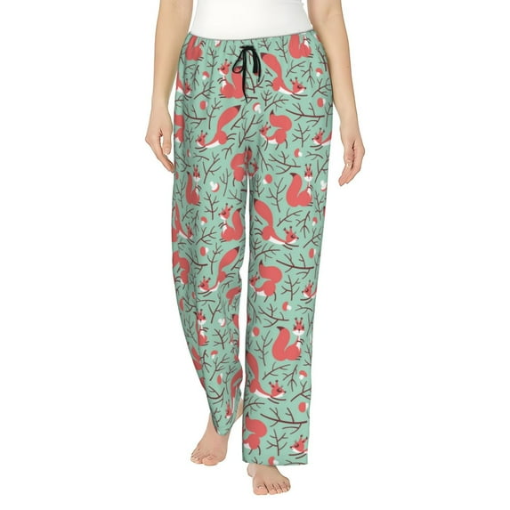 Sikiie Autumn Branches Fox and Mushrooms Women’s Lounge Pants, Lounge Pants Sleep Bottoms, Lounge for Women, Womens Pajama Pants -Large