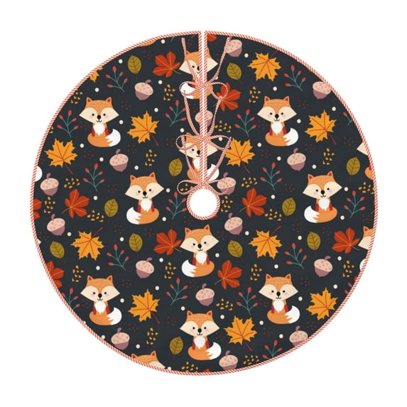 Sikiie Autumn Fox Christmas Tree Skirt, Christmas Tree Decorations, Christmas Decor, Tree Mat Decoration(30-48IN)-48"