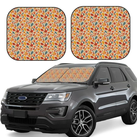 Sikiie Autumn Leaves 3 Print Foldable Car Windshield Sun Visor, Car Window Sunshade Suitable for Sedan, SUV and Truck Car Accessories-Large