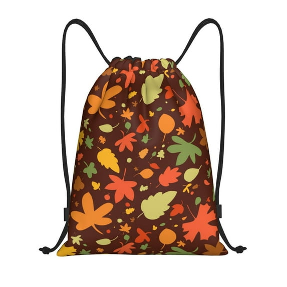 Sikiie Autumn Leaves Drawstring Backpack Drawstring Bags, Draw String Back Bag for Sports, Gym, Travel, Swimming, Beach-Small
