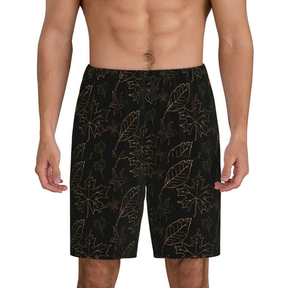 Sikiie Autumn Leaves1 Mens Pajama Shorts, Lightweight Lounge Pant with Pockets Soft Sleep Pj Shorts for Men4X-Large