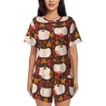 thumbnail image 1 of Sikiie Autumn White Pumpkin Womens Pajama Sets Short Sleeve Top With Pants Sleepwear 2 Piece Lounge Set-XX-Large, 1 of 6