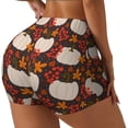 thumbnail image 1 of Sikiie Autumn White Pumpkin Workout Shorts Women Scrunch Butt Gym Shorts Seamless High Waist Tummy Control Yoga Biker Athletic Shorts-Small, 1 of 8