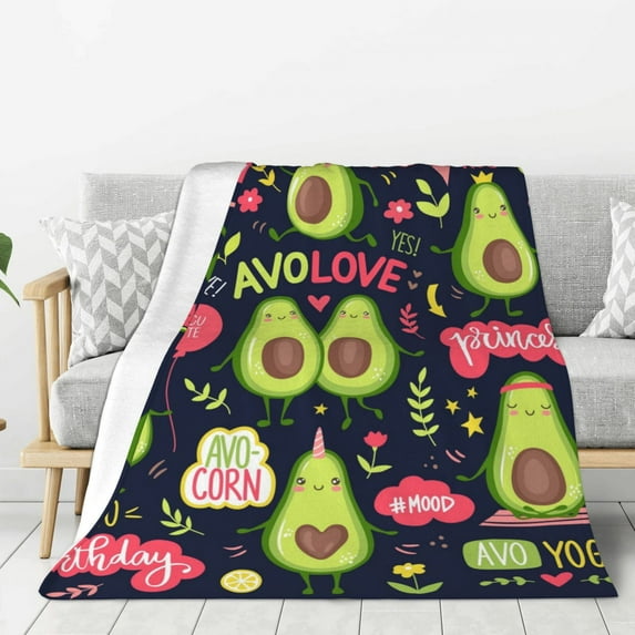 Sikiie Avocado Love Cozy Flannel Fleece Throw Blanket: Lightweight & Thick for All Seasons - Perfect for Women, Men, & Kids"40"x30"