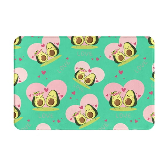 Sikiie Avocado Lovers Print Flannel Anti-slip Floor Mat 16x24in, Thickened Dustproof Entrance Door Mat Floor Mat for Kitchen, Bathroom, Laundry Room