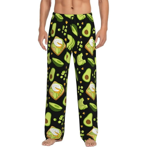 Sikiie Avocado Toast Pajama Pants Men, PJ Bottoms, Sleep & Lounge Pants-Small