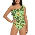 thumbnail image 1 of Sikiie Avocado With Seeds Print Women One Piece Swimsuits Tummy Control One Shoulder Bathing Suits Ruffle Swimwear, From S to XXL-XX-Large, 1 of 6
