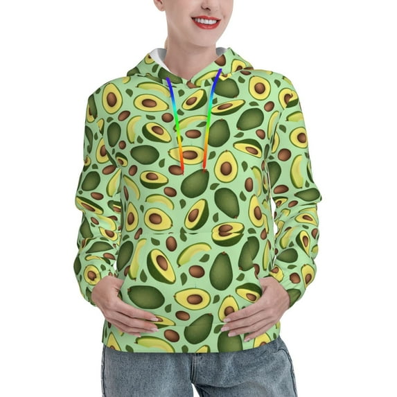 Sikiie Avocado With Seeds Women's Casual Hoodies Long Sleeve Lightweight Pullover Tops Loose Sweatshirt-XX-Large