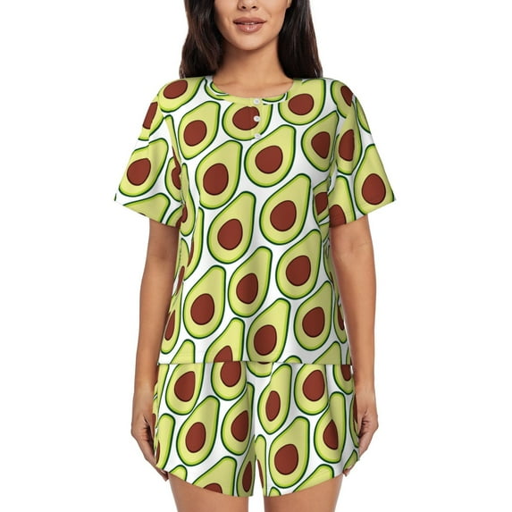 Sikiie Avocado Womens Pajama Sets Short Sleeve Top With Pants Sleepwear 2 Piece Lounge SetMedium