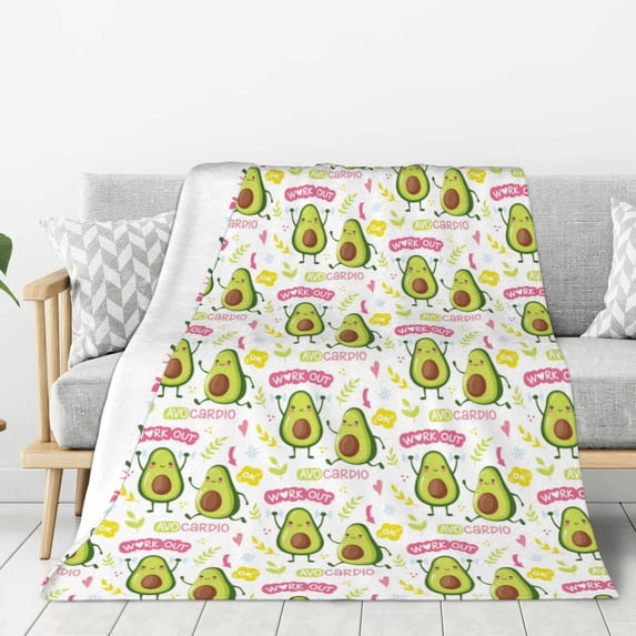 Sikiie Avocado Work Out Cozy Flannel Fleece Throw Blanket: Lightweight & Thick for All Seasons - Perfect for Women, Men, & Kids"40"x30"