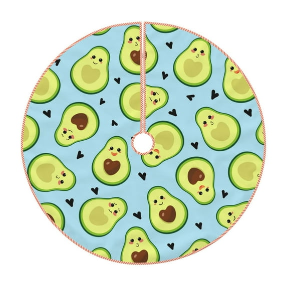 Sikiie Avocado and Hearts Nativity Christmas Tree Skirt, Jesus Christian Winter Holiday Tree Mat Decoration(30-48IN)48"