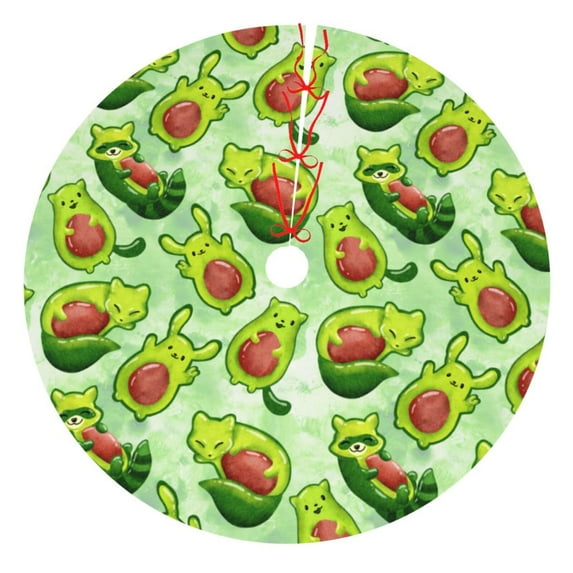 Sikiie Avocado color cute animals 30-48 inches {designName} Print Christmas Tree Skirt Snowman Xmas Tree Skirt with Edge Christmas Decorations for Holiday Party-30"