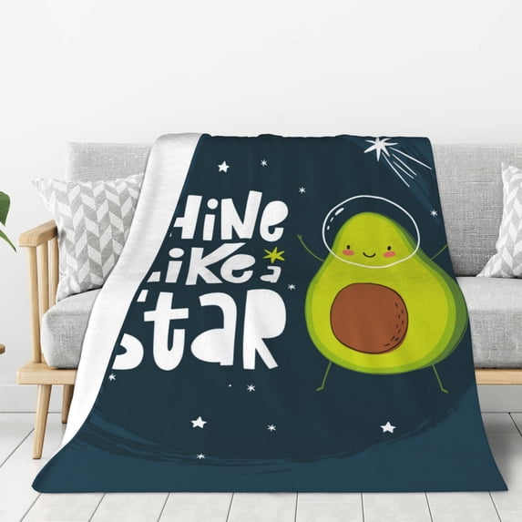 Sikiie Avocado in Space1 Cozy Flannel Fleece Throw Blanket: Lightweight & Thick for All Seasons - Perfect for Women, Men, & Kids"60"x50"