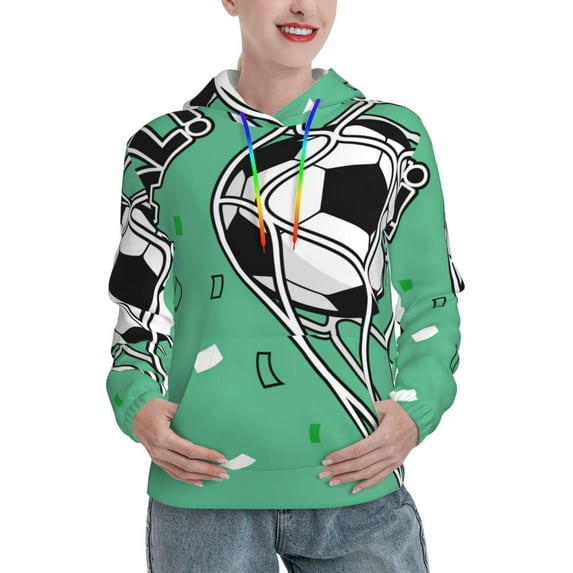 Sikiie BALL INSIDE THE NET GOAL Women's Casual Hoodies Long Sleeve Lightweight Pullover Tops Loose Sweatshirt-X-Large