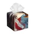 thumbnail image 1 of Sikiie Bald Eagle Pilot Leather Tissue Box Cover Square, tissue box holder, Tissue Box with Bottom Belt-5.2”x5.2”x5.2”, 1 of 7