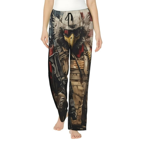 Sikiie Bald Eagle Soldier Women’s Ultra-Soft Comfy Lounge Pants Sleepwear Comfy Lounge Pants Drawstring Sleep Bottoms with PocketsLarge