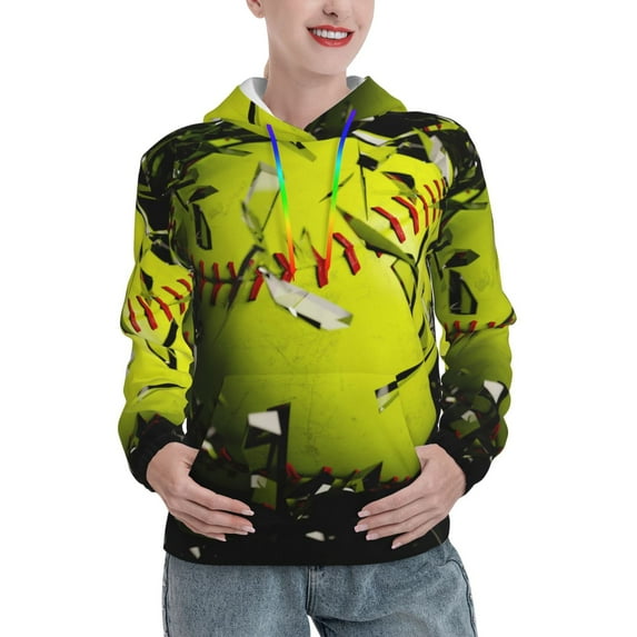 Sikiie Ball Women's Casual Hoodies Long Sleeve Lightweight Pullover Tops Loose Sweatshirt-Small