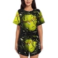 thumbnail image 1 of Sikiie Ball Womens Pajama Sets Short Sleeve Top With Pants Sleepwear 2 Piece Lounge Set-4X-Large, 1 of 6