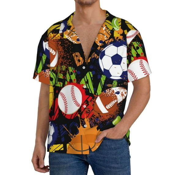 Sikiie Balls Men's Wrinkle Free Untucked Cuban Shirt Business Casual Button Down Shirts Short Sleeve Shirt3X-Large