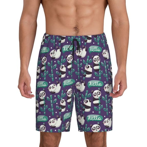 Sikiie Bamboo Panda Mens Pajama Shorts, Lightweight Lounge Pant with Pockets Soft Sleep Pj Shorts for MenLarge