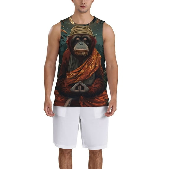 Sikiie Banana Leaf Meditating Gorilla Basketball Jersey Reversible Men's Mesh Athletic Sports Shirts Training Practice S-4XLXX-Large