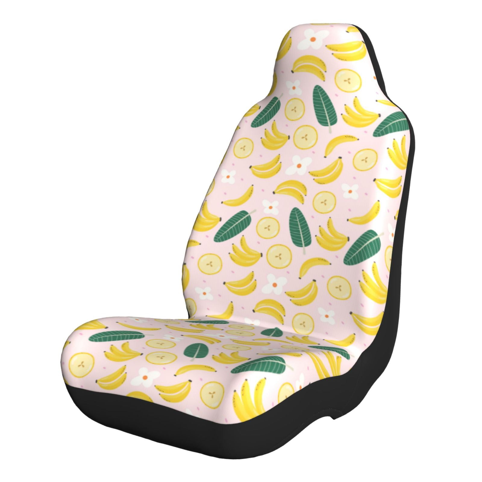 Sikiie Banana With Leaves Car Seat Covers 2PCs Front Car Seat Covers