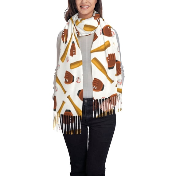 Sikiie Baseball Sport Shawl Wraps Big Scarf Tassel Fall Winter Thick Scarf Warm Shawl Women Fall Gifts