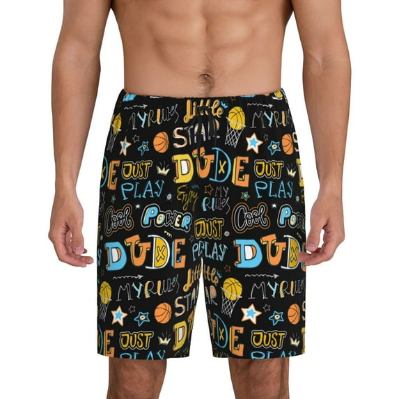 Sikiie Basketball Mens Pajama Shorts, Lightweight Lounge Pant with Pockets Soft Sleep Pj Shorts for MenX-Large