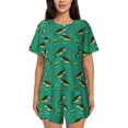 thumbnail image 1 of Sikiie Bass Fish Print Womens Pajama Sets Short Sleeve Top With Pants Sleepwear 2 Piece Lounge Set-Small, 1 of 6