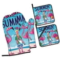 thumbnail image 1 of Sikiie Beach Flamingo Trio Oven Mitts and Pot Holders, Silicone Oven Gloves, Heat Resistant Oven Mitts 4Pcs Set, 1 of 6