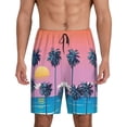thumbnail image 1 of Sikiie Beach with Palm Trees Mens Pajama Shorts, Lightweight Lounge Pant with Pockets Soft Sleep Pj Shorts for MenMedium, 1 of 6
