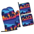 thumbnail image 1 of Sikiie Beach with Palm Trees Oven Mitts and Pot Holders, Silicone Oven Gloves, Heat Resistant Oven Mitts 4Pcs Set, 1 of 6
