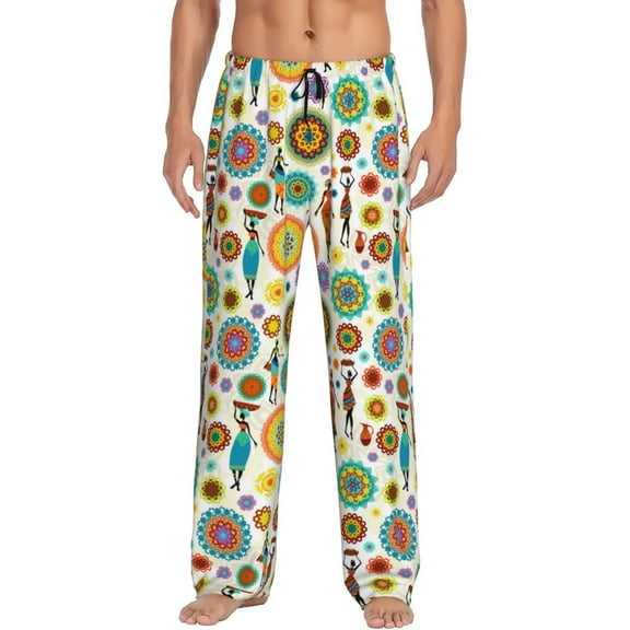 Sikiie Beautiful African Womens Mens Pajama Pants Sleep & Lounge Pants, PJ Bottoms With elastic waistb and Pockets Medium