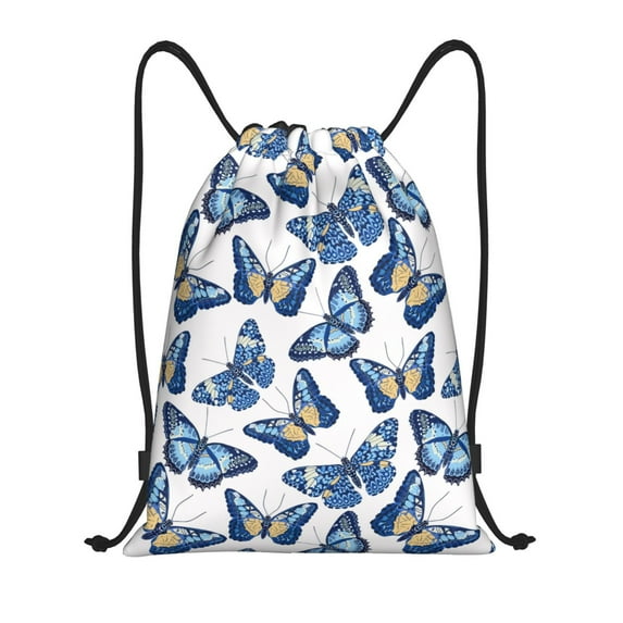 Sikiie Beautiful Butterflies Drawstring Backpack Drawstring Bags, Draw String Back Bag for Sports, Gym, Travel, Swimming, Beach-Small