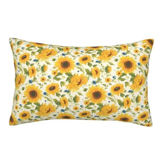 Sikiie Beautiful Countryside Sunflower Print Plush Pillow Cover, Wrinkle-proof and Stain-resistant Pillow Protector without Pillow Core, Home Decoration-14"x20"
