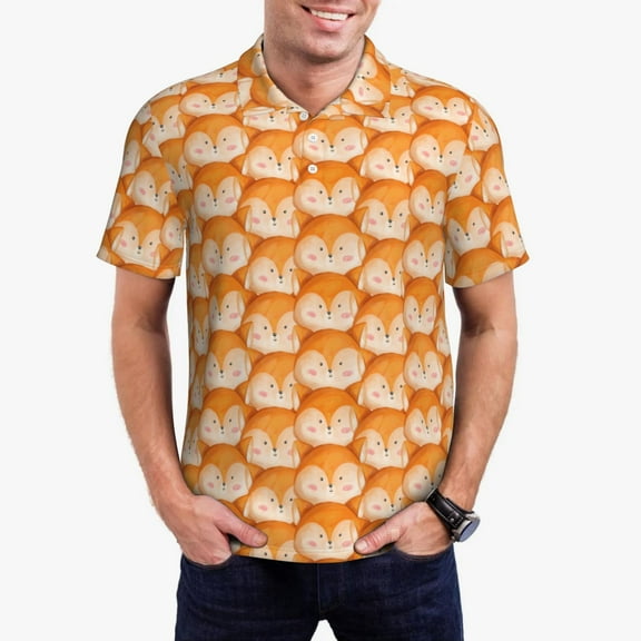 Sikiie Beautiful Fox A Print Men's Short-sleeved POLO Shirts, Button-down Shirts and T-shirts are Suitable for Vacation, Leisure and Business-X-Large