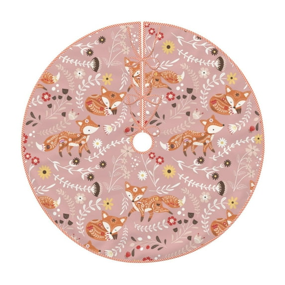 Sikiie Beautiful Fox Nativity Christmas Tree Skirt, Jesus Christian Winter Holiday Tree Mat Decoration(30-48IN)30"