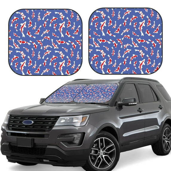 Sikiie Beautiful Koi Fish Print Foldable Car Windshield Sun Visor, Car Window Sunshade Suitable for Sedan, SUV and Truck Car Accessories-Small